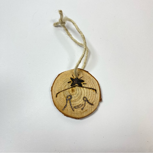 Other - Mini Wood Burned Nativity Scene Christmas Ornament Hand Crafted